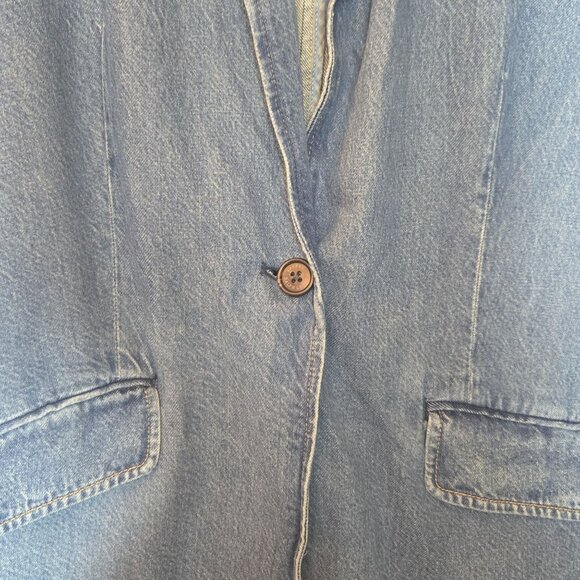 Lauren Ralph Lauren Plus Size One-Button Denim Blazer City Blue Wash Y2K NWT - Picture 5 of 14